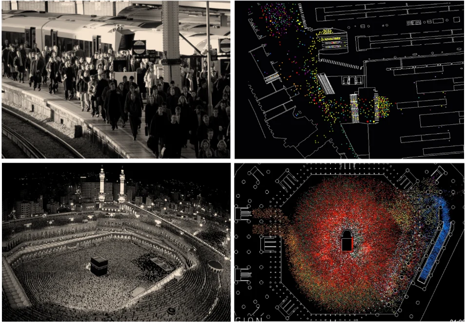 A sample page showcasing a series of pictures capturing people at a train station.