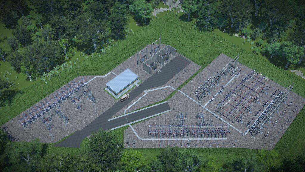 Aerial view of an electrical substation operated by COPEL Distribuição S.A., surrounded by greenery, featuring transformers, switchgear, and a central building with paved access roads—an ideal case study in efficient energy distribution.